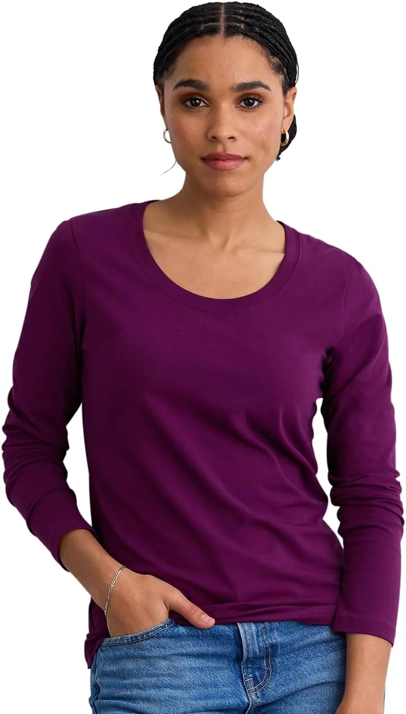 Women's Organic Pima Cotton Long Sleeve Scoop Neck Tee