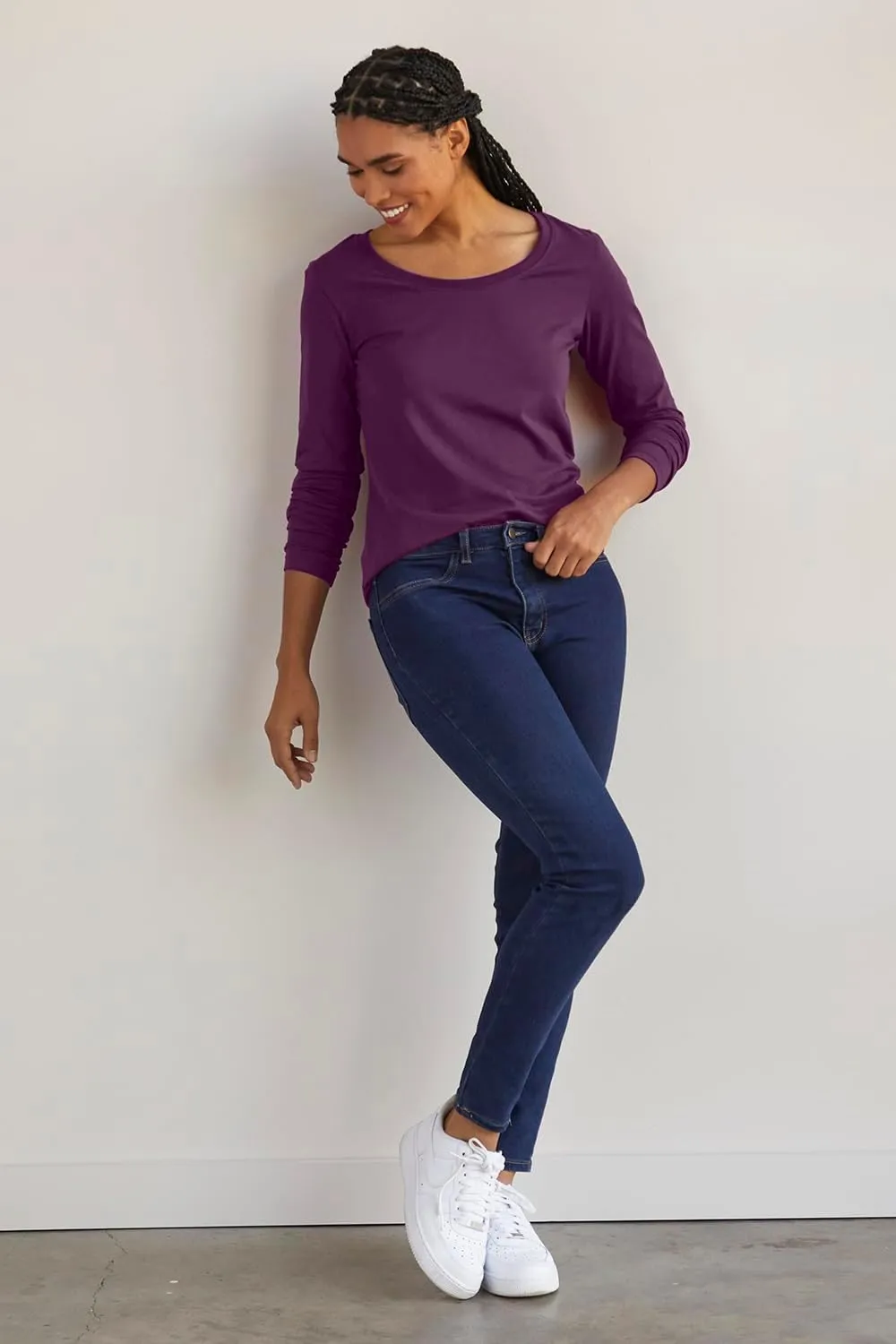 Women's Organic Pima Cotton Long Sleeve Scoop Neck Tee