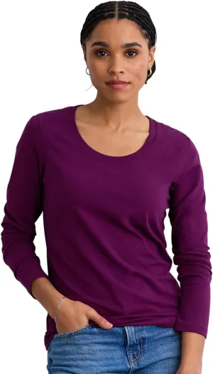 Women's Organic Pima Cotton Long Sleeve Scoop Neck Tee