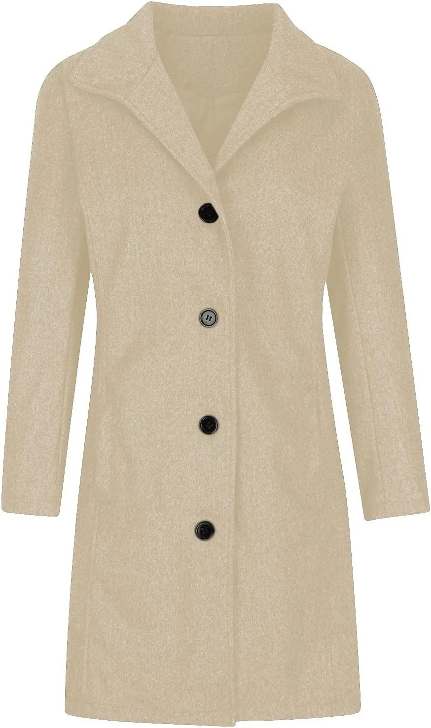 Womens Pea Coat Winter Fall Classic Button Down Stand Collar Peacoat Dressy Casual Elegant Trench Coat with Pocket