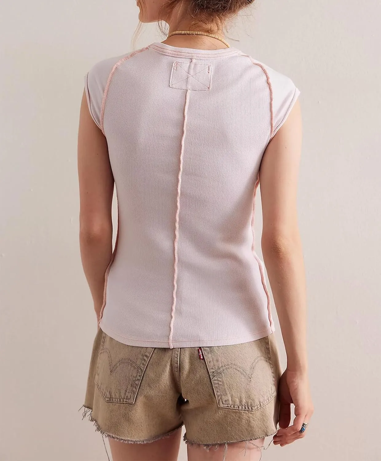 Womens Ribbed Tank Tops Cap Sleeve Summer T Shirt Slim Fitted Knit Basic Tee Shirts Y2k Trendy Crop Top 2025 Streetwear