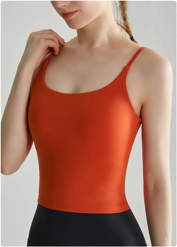 Women's Round Neck Tank Top with Chest Pad Top, Women's Tummy Control Camisole Tank Top Shapewear