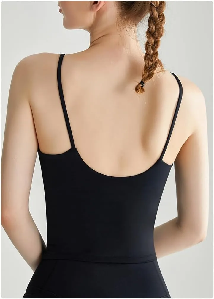 Women's Round Neck Tank Top with Chest Pad Top, Women's Tummy Control Camisole Tank Top Shapewear