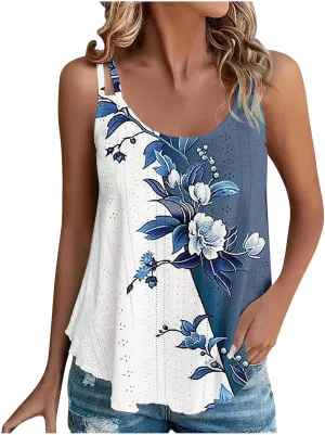 Women's Spaghetti Strap Eyelet Camisole Sleeveless Tank Tops Soft Cami Shirts Trendy Casual Summer Dressy Blouse