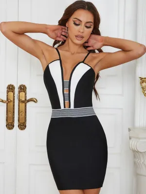 Women's Striped Mini Bandage Dress Sleeveless Sundress - GFIT