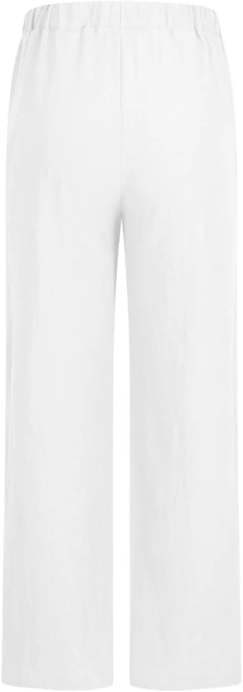 Women's Wide Leg Linen Pants, 2025 Summer High Waisted Casual Slacks Cotton Linen Palazzo Trousers with Pockets