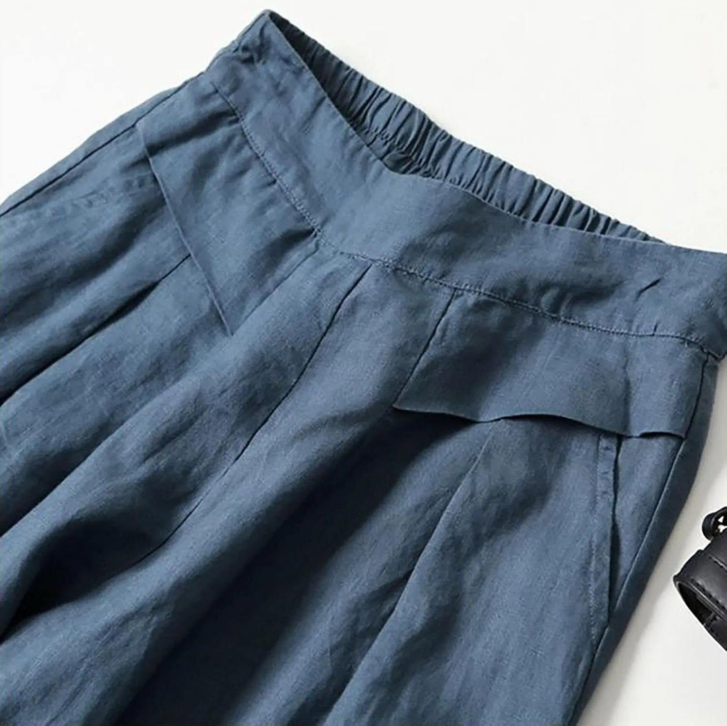 Women's Wide Leg Lounge Pants High Waisted Loose Fit Comfy Casual Pant Summer Cotton Linen Trousers with Pockets