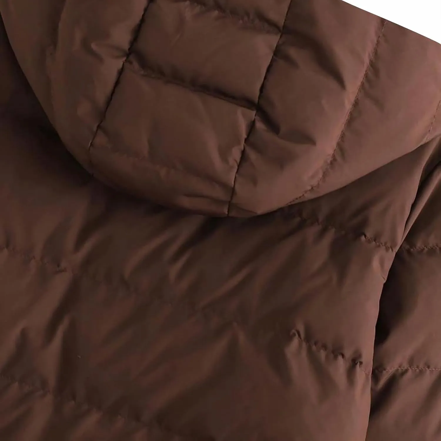Women's Winter Casual Crop Puffer Jacket Teen Girl Hooded Cotton Padded Jacket Y2K Pockets Baggy Short Coats