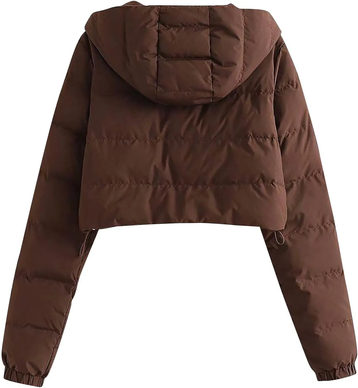 Women's Winter Casual Crop Puffer Jacket Teen Girl Hooded Cotton Padded Jacket Y2K Pockets Baggy Short Coats