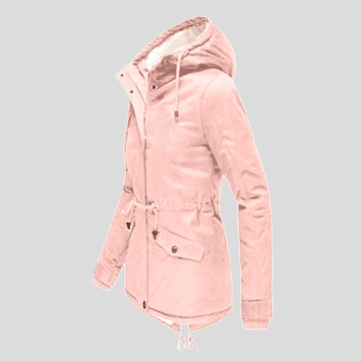 Womens Winter Casual Quilted Coat Loose Fit Long Sleeve Button Zip Overcoat Fashion Warm Fleece Jacket Padded Outwear