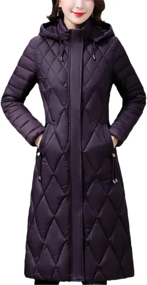 Women's Winter Coat Hooded Casual Cotton Padded Jackets For Women Long Parkas Warm Slim Solid Color Overcoat