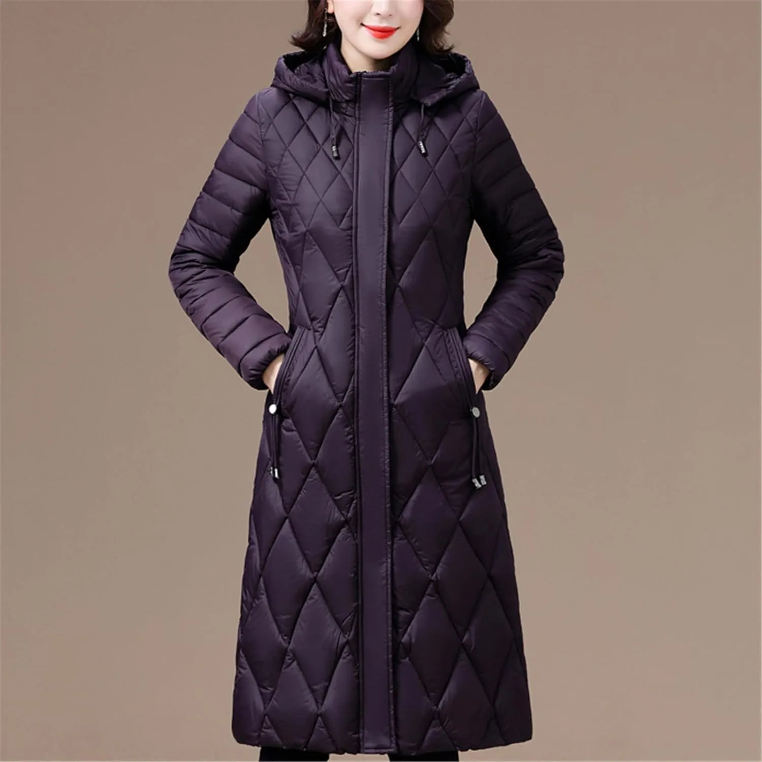 Women's Winter Coat Hooded Casual Cotton Padded Jackets For Women Long Parkas Warm Slim Solid Color Overcoat