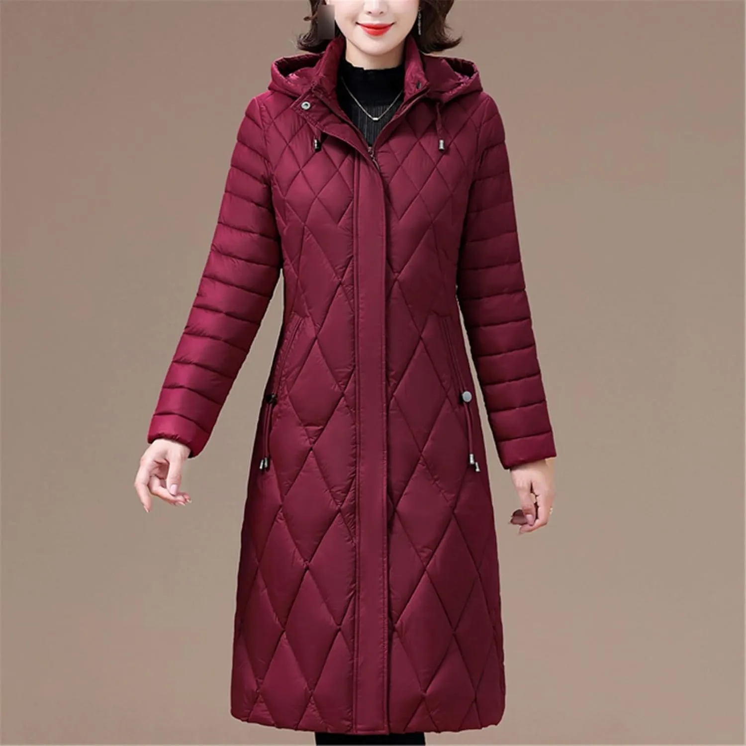 Women's Winter Coat Hooded Casual Cotton Padded Jackets For Women Long Parkas Warm Slim Solid Color Overcoat