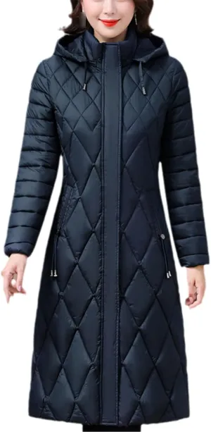 Women's Winter Coat Hooded Casual Cotton Padded Jackets For Women Long Parkas Warm Slim Solid Color Overcoat