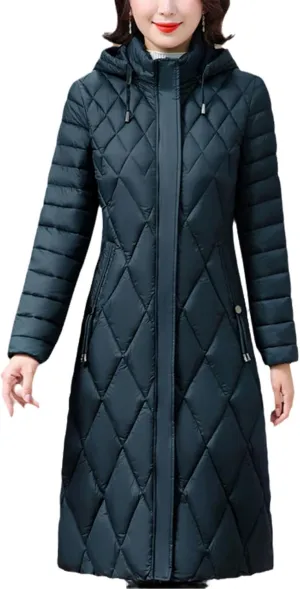 Women's Winter Coat Hooded Casual Cotton Padded Jackets For Women Long Parkas Warm Slim Solid Color Overcoat