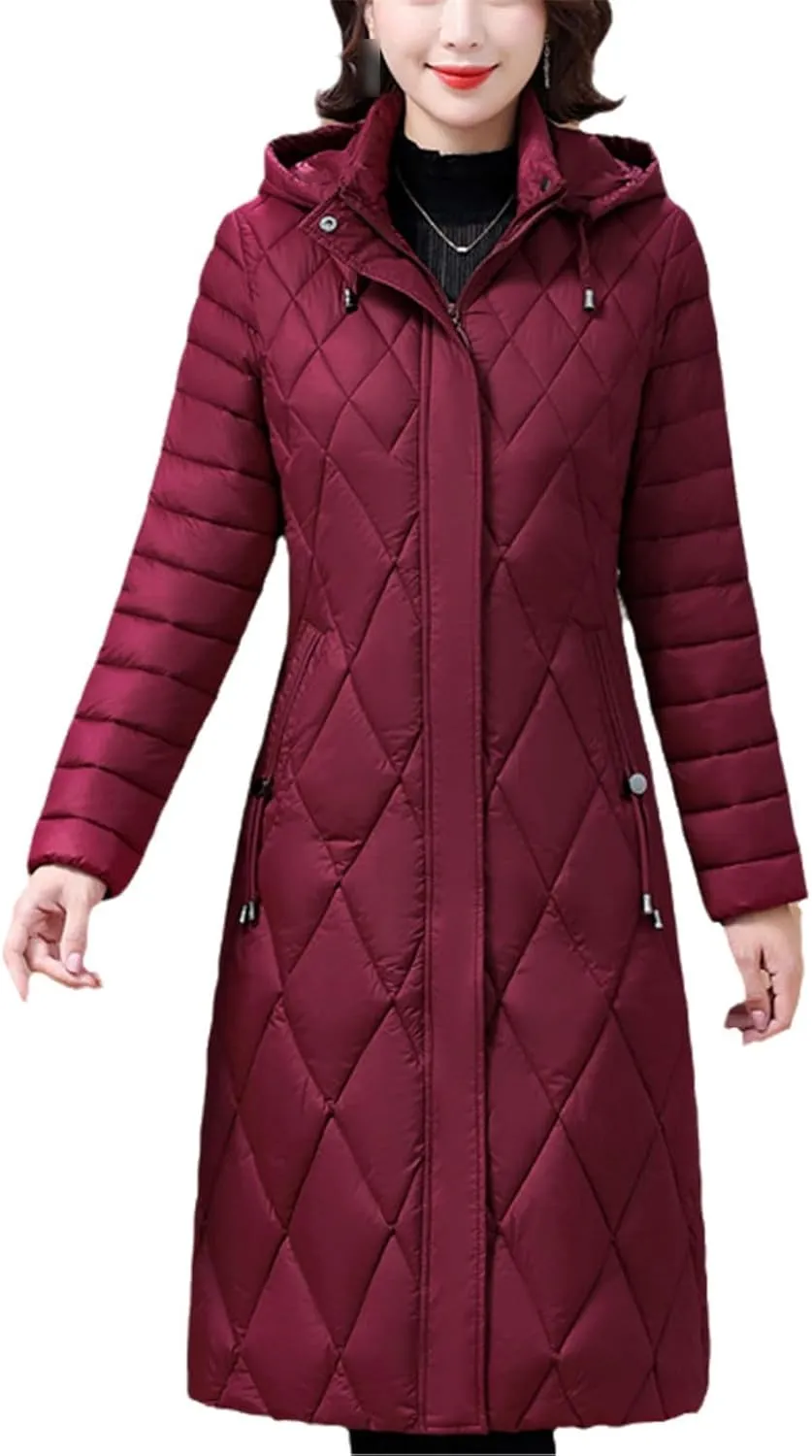 Women's Winter Coat Hooded Casual Cotton Padded Jackets For Women Long Parkas Warm Slim Solid Color Overcoat