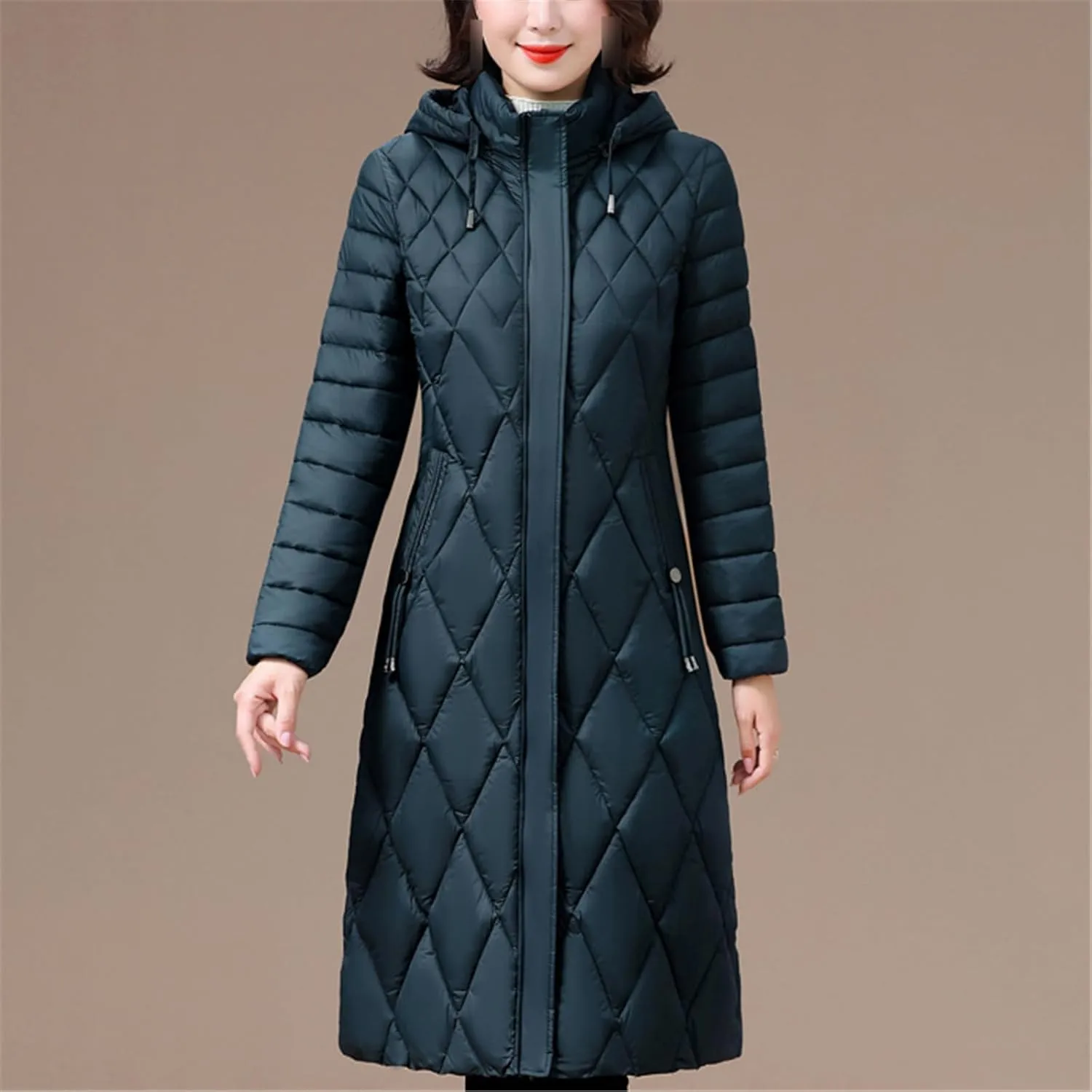 Women's Winter Coat Hooded Casual Cotton Padded Jackets For Women Long Parkas Warm Slim Solid Color Overcoat