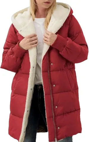 Womens Winter Coat Jacket Fleece Lined Long Sleeve Outwear Full Zipper Solid Coat Winter Warm Down Jacket with