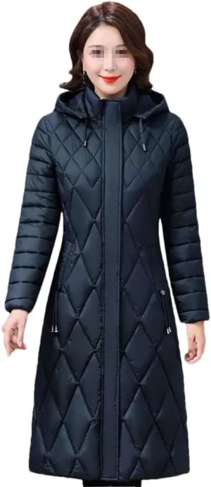 Women's Winter Coats Hooded Casual Cotton Padded Jackets For Women Long Parkas Warm Slim Solid Color Overcoat