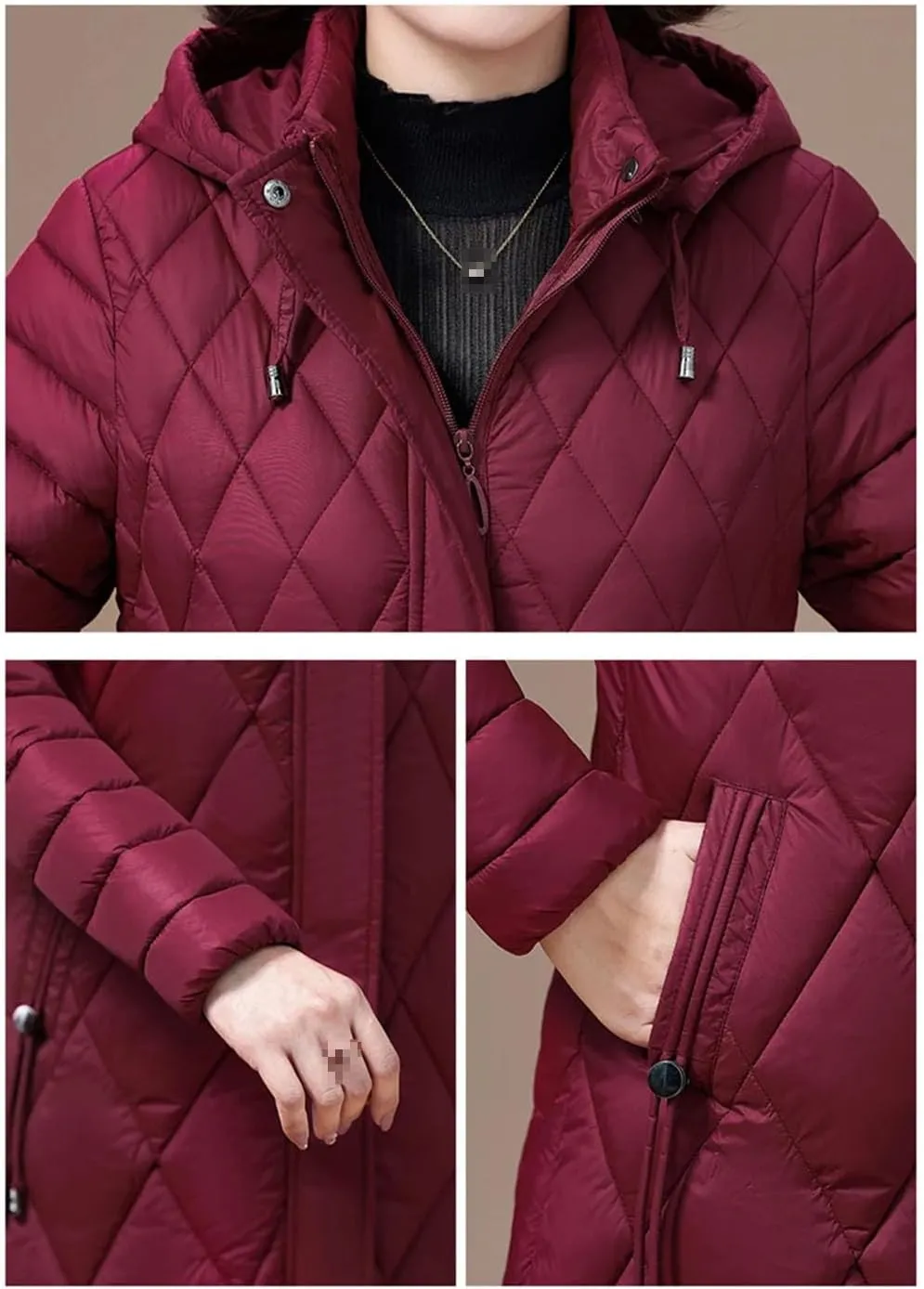 Women's Winter Coats Hooded Casual Cotton Padded Jackets For Women Long Parkas Warm Slim Solid Color Overcoat