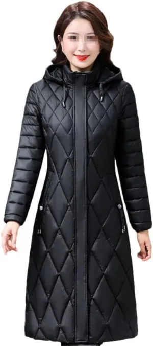 Women's Winter Coats Hooded Casual Cotton Padded Jackets For Women Long Parkas Warm Slim Solid Color Overcoat