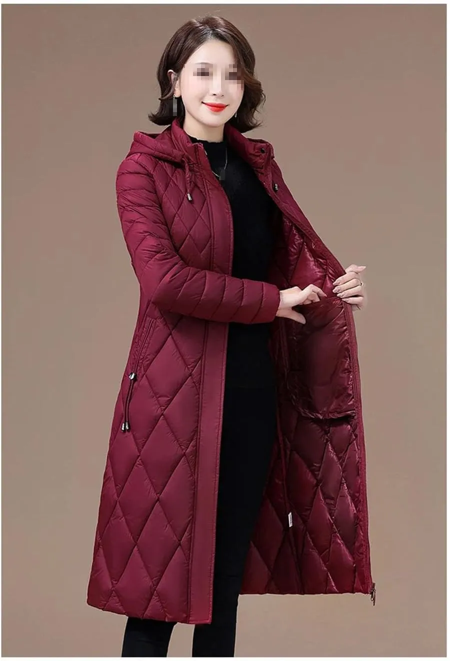Women's Winter Coats Hooded Casual Cotton Padded Jackets For Women Long Parkas Warm Slim Solid Color Overcoat