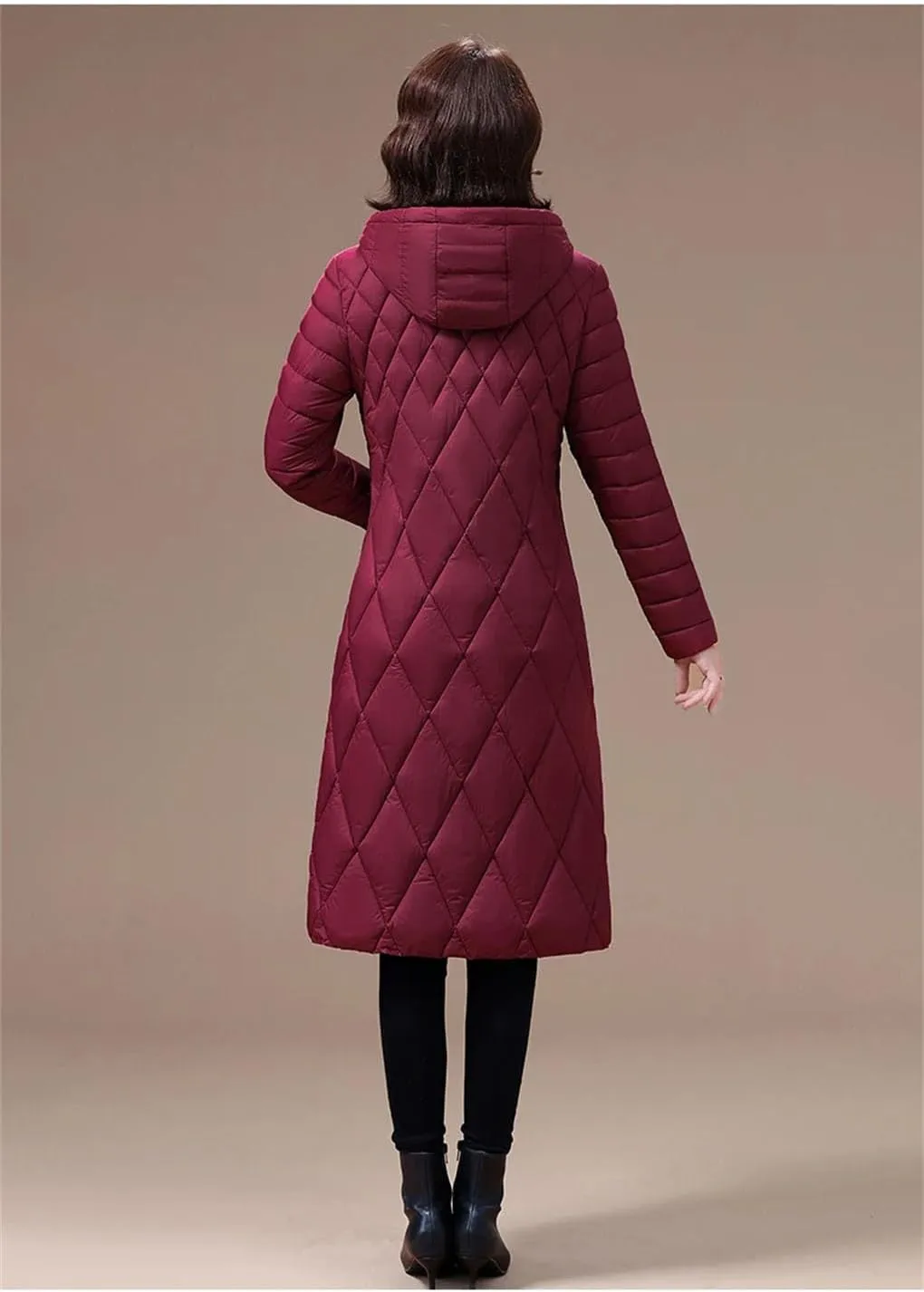 Women's Winter Coats Hooded Casual Cotton Padded Jackets For Women Long Parkas Warm Slim Solid Color Overcoat