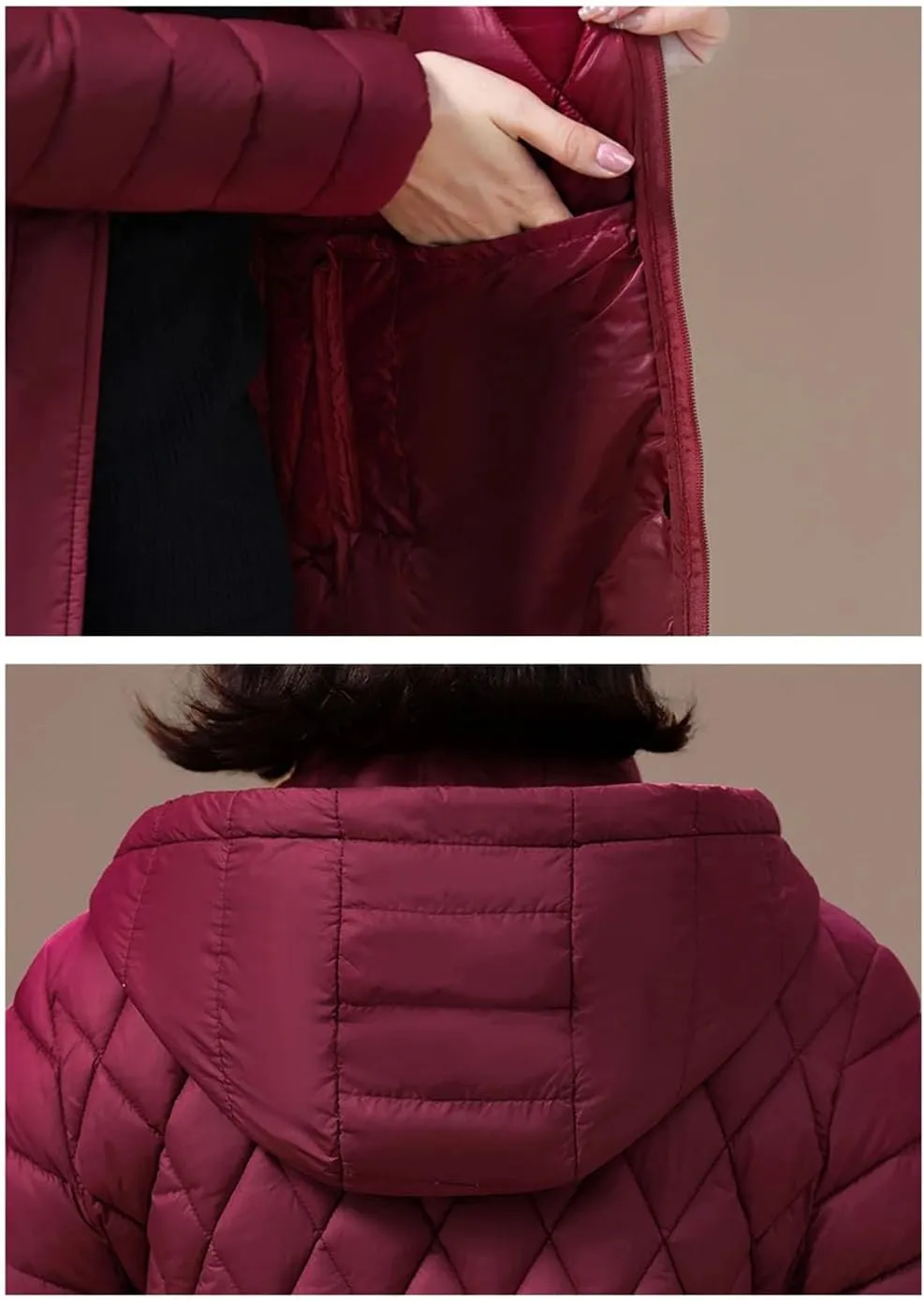 Women's Winter Coats Hooded Casual Cotton Padded Jackets For Women Long Parkas Warm Slim Solid Color Overcoat