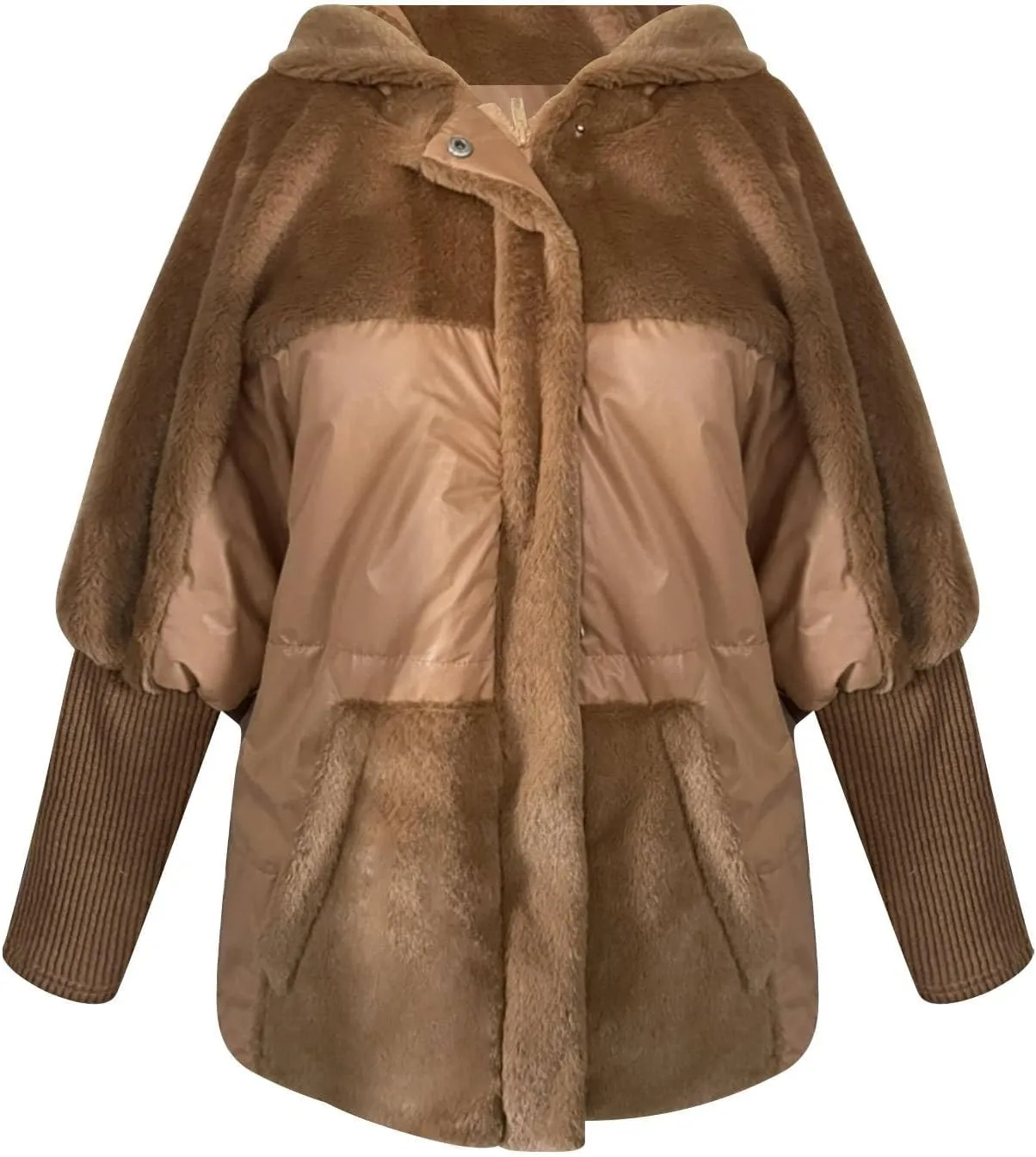 Women's Winter Warm Long Sleeve Zip Up Baggy Cropped Puffer Down Jacket 2025 Fleeced Lined Corduroy Coat Outerwear