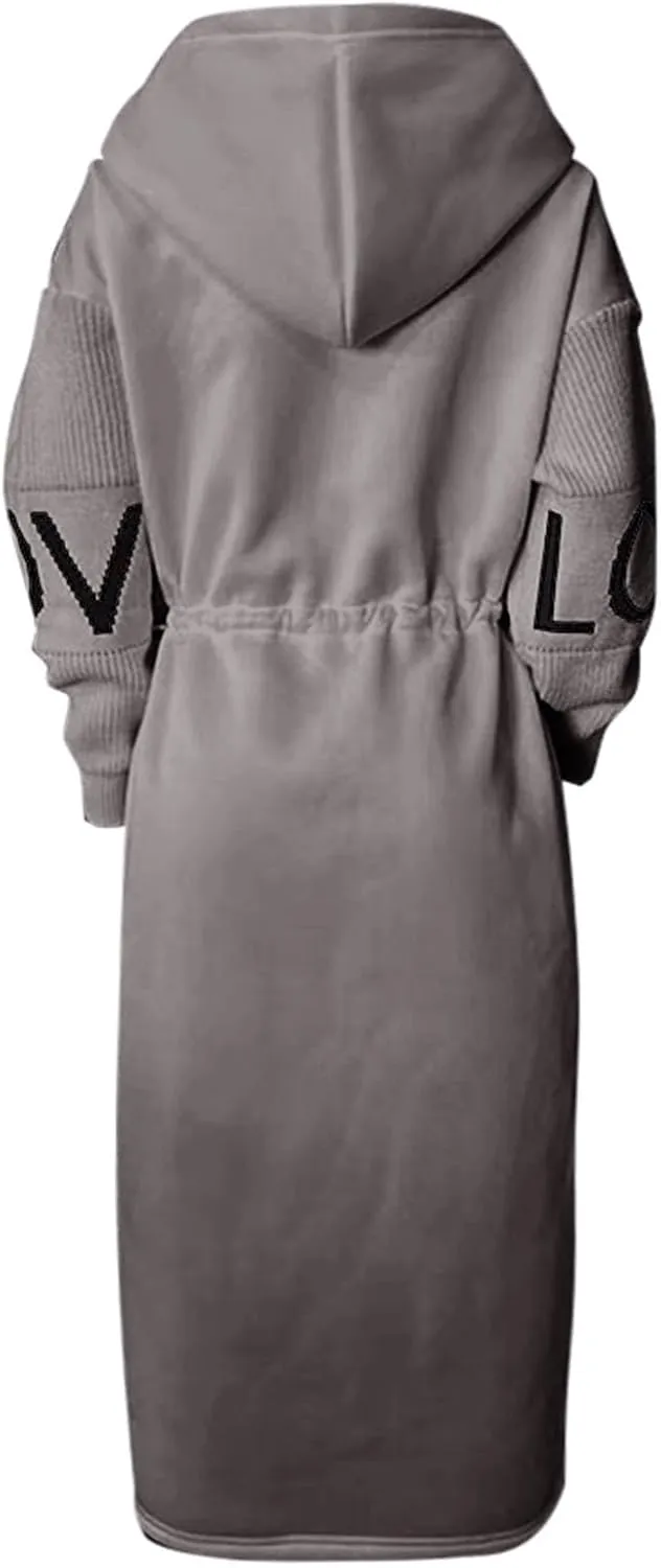 Womens Wool Blend Pea Coat Fashion Winter Dressy Overcoat Zipped Trench Jackets with Hood