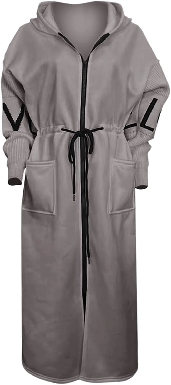 Womens Wool Blend Pea Coat Fashion Winter Dressy Overcoat Zipped Trench Jackets with Hood