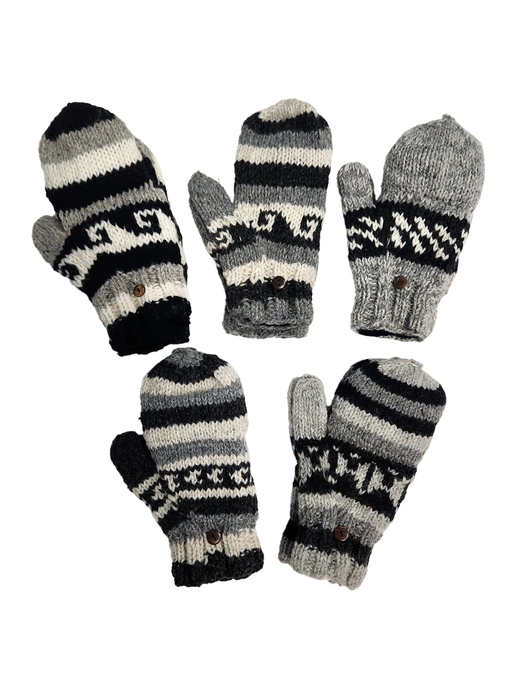 Woolen Mittens Flap Cover Fleece Lined