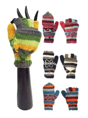Woolen Mittens Flap Cover Fleece Lined