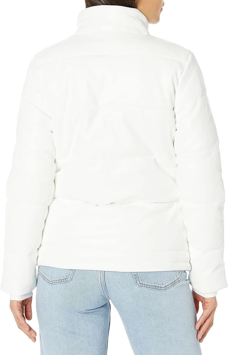 YMI Women's Junior Pleather High Collar Puffer Jacket