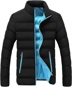 Ymosrh Varsity Jacket Men Winter Warm Slim Fit Thick Bubble Coat Casual Jacket Outerwear Jackets