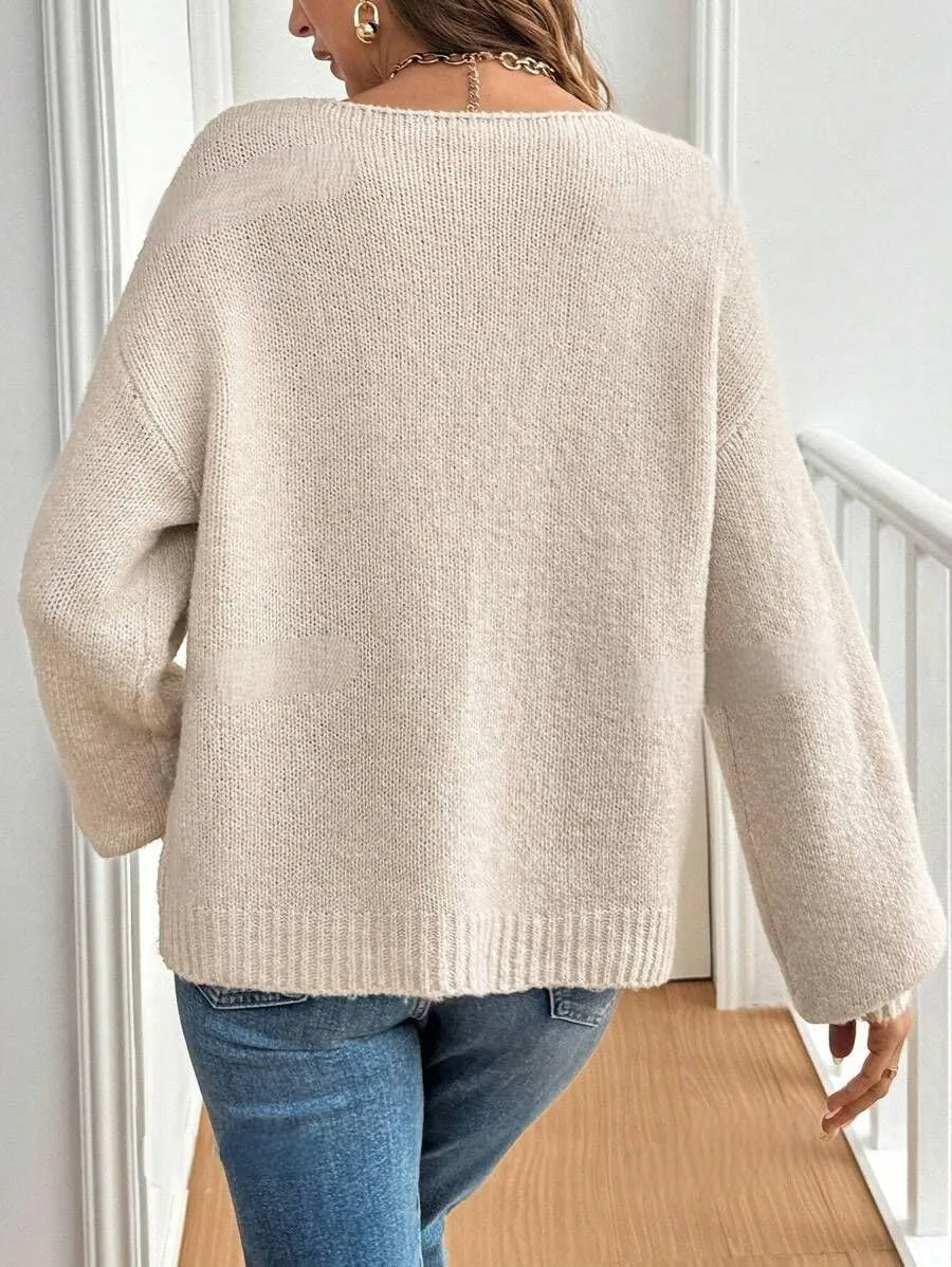 ZAFUL Women's Tie Front Cardigan Sweater Knotted Long Sleeve Knitwear Frenchy Oversized Cardigan