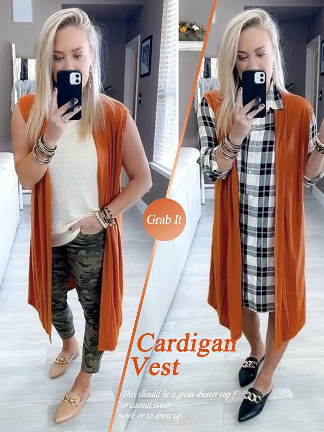 ZXZY Women Casual Sleeveless Open Front Tunic Vest Long Cardigan Tops Coat