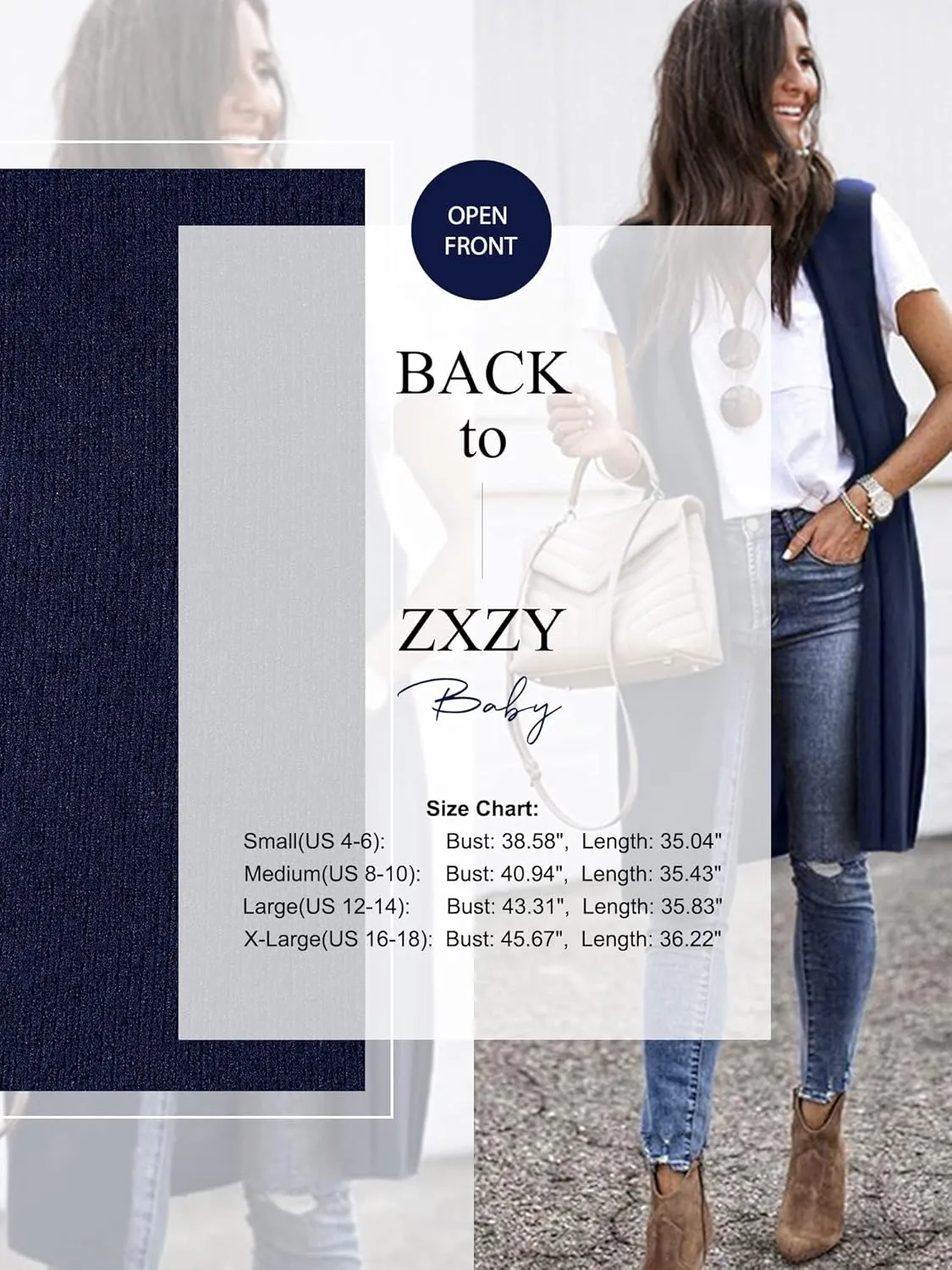ZXZY Women Casual Sleeveless Open Front Tunic Vest Long Cardigan Tops Coat