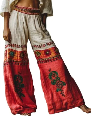 ZYXTIM Novelty African Print Wide Leg Lounge Pants for Women,Loose Fit Boho Hippie Summer Casual Pants with Pocket