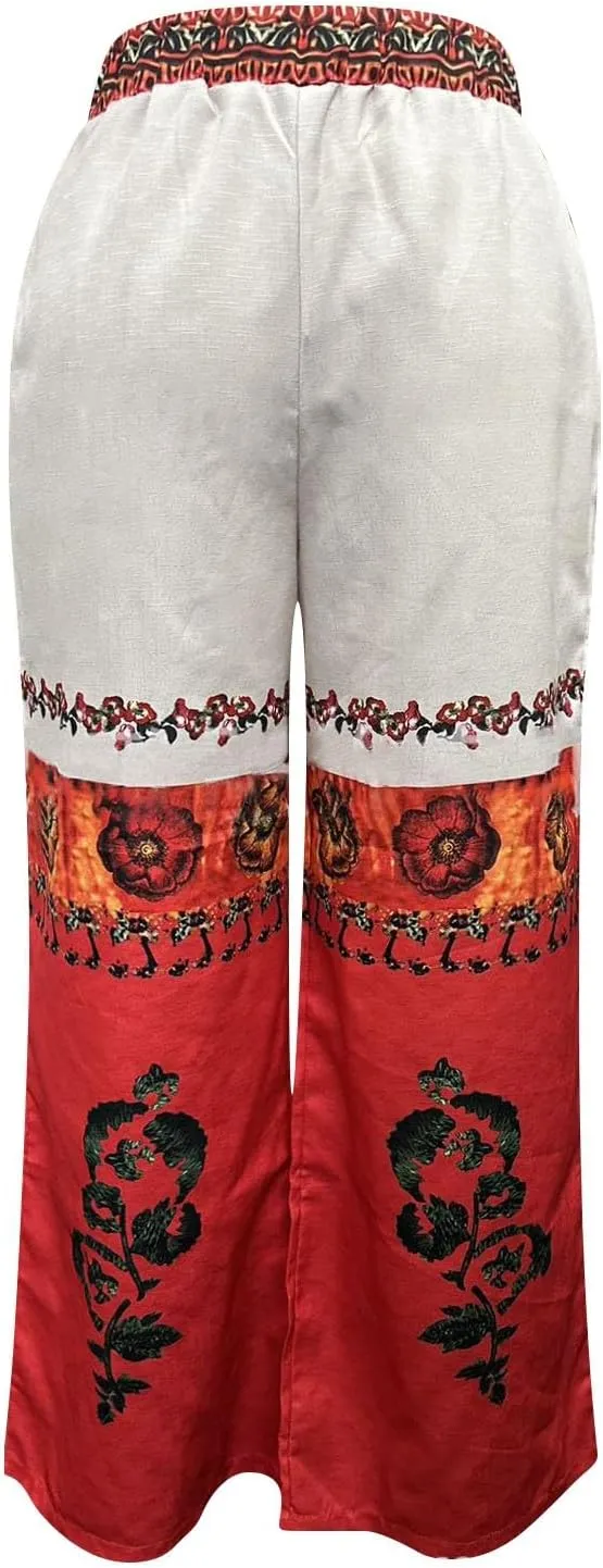 ZYXTIM Novelty African Print Wide Leg Lounge Pants for Women,Loose Fit Boho Hippie Summer Casual Pants with Pocket