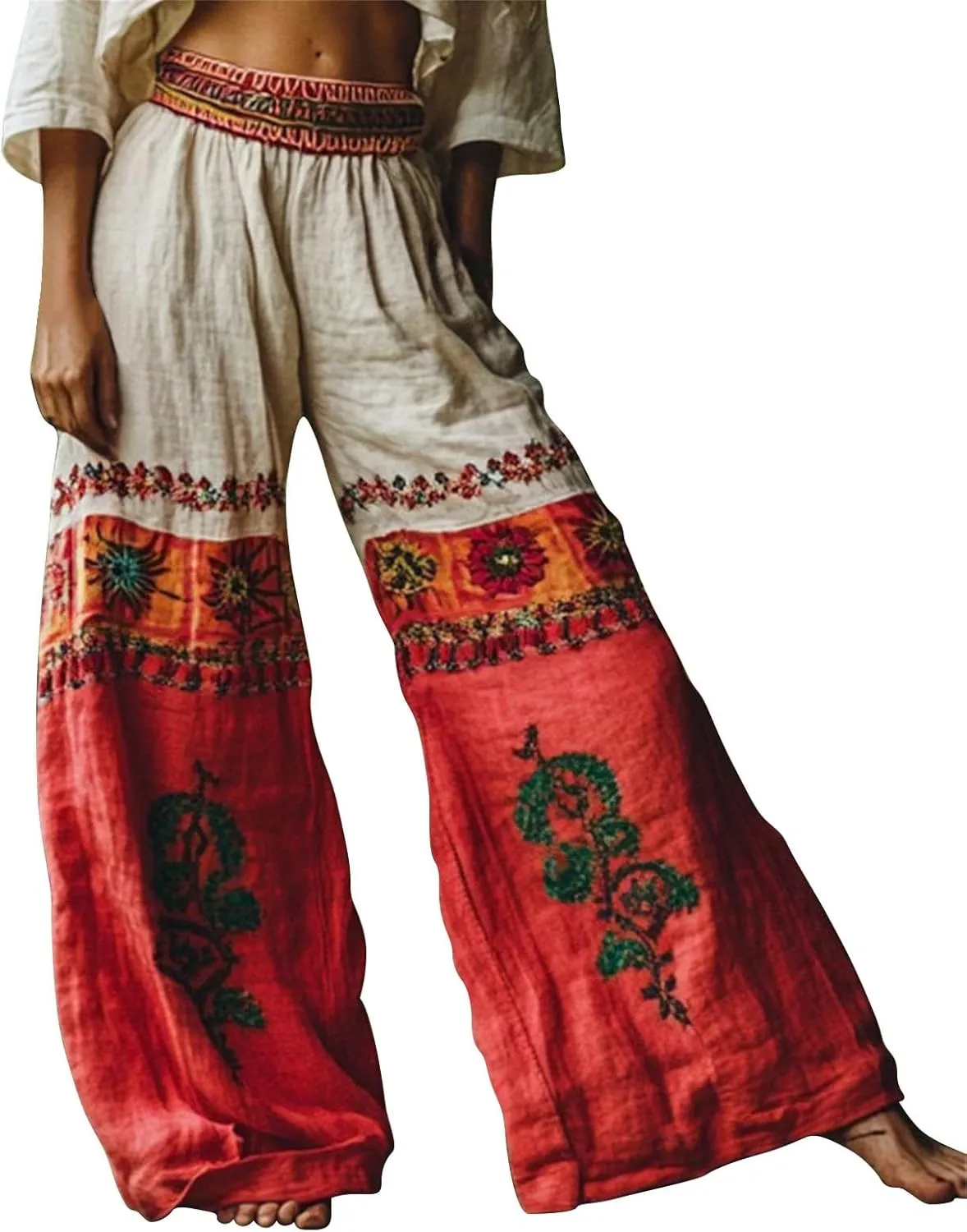 ZYXTIM Novelty African Print Wide Leg Lounge Pants for Women,Loose Fit Boho Hippie Summer Casual Pants with Pocket